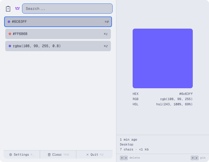 Colors recognised and shown as swatches.