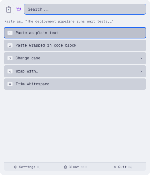 Transform text before it hits the cursor.
