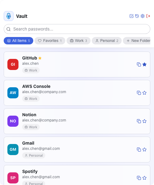 Select multiple entries and act on them at once.