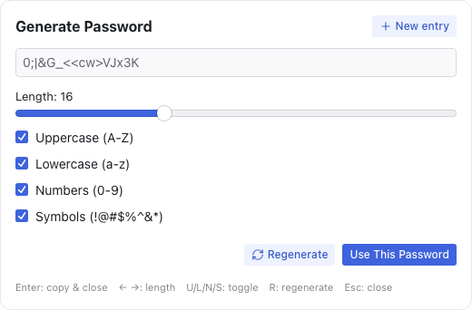 Generate strong passwords without breaking your flow.